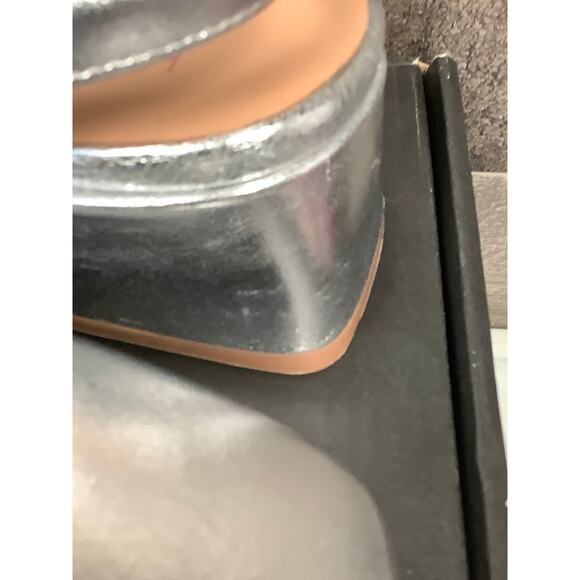 Naturalizer Women's 8.5M Silver Leather Jayla Pump Block Heels Square Toe LB7-5 - Picture 6 of 11